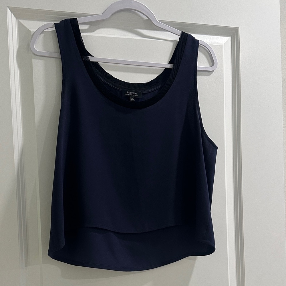 Babaton navy Fitted Crop Tank Top